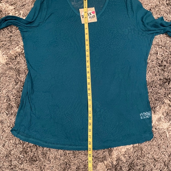 Womens Derek Heart Plus Teal Tunic Sheer Animal Print Lightweight Size 3X - Picture 7 of 7